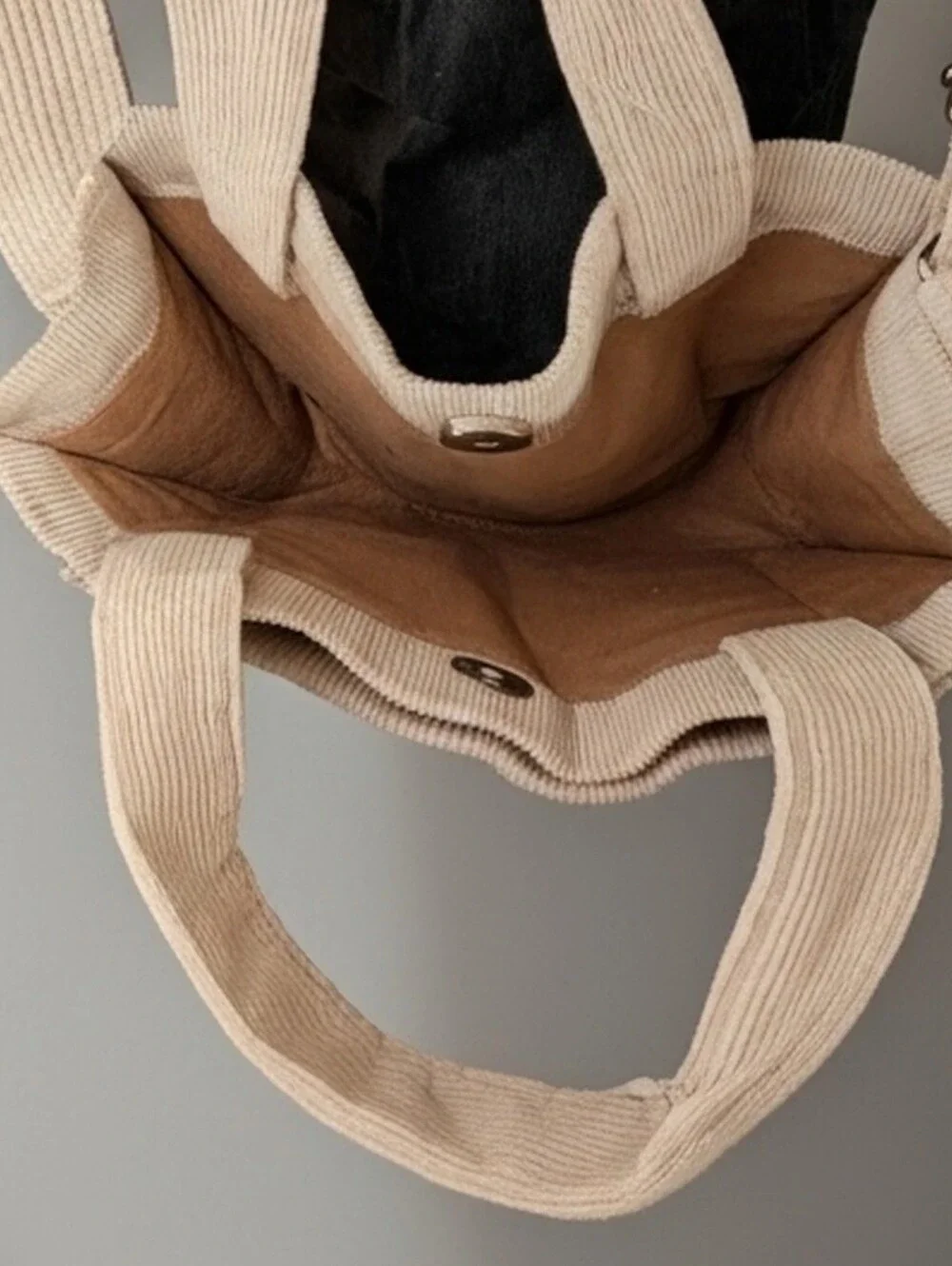 NWOT 2023 WantGor Small Beige Minimalist Corduroy Crossbody Tote Bag